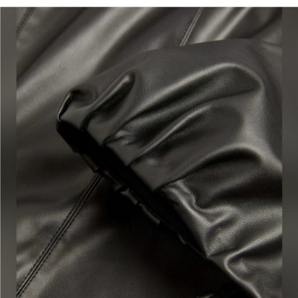 Alice + Olivia Black Faux Leather Long Sleeve Dress - Picture 6 of 7